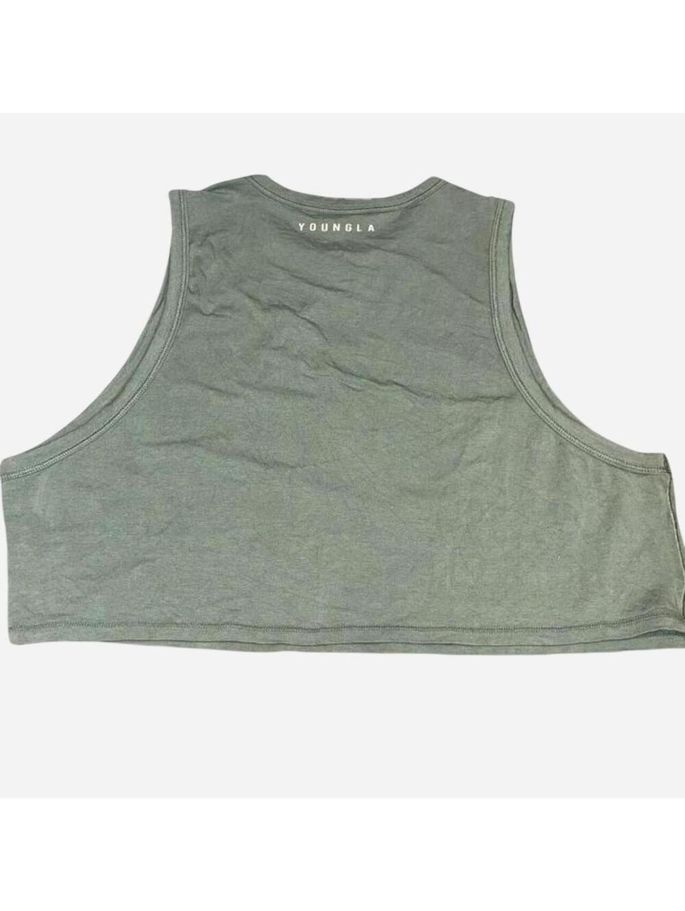 YoungLA Olive Green Cropped Tank Top  Size Medium Minimal Gym Aesthetic